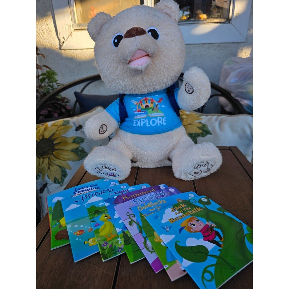 Spark Create Imagine Talking Bear Plush COMPLETE Set with 8 Books & Backpack